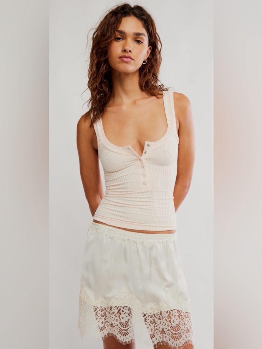 Clean Slate Henley NWOT apricot cream
